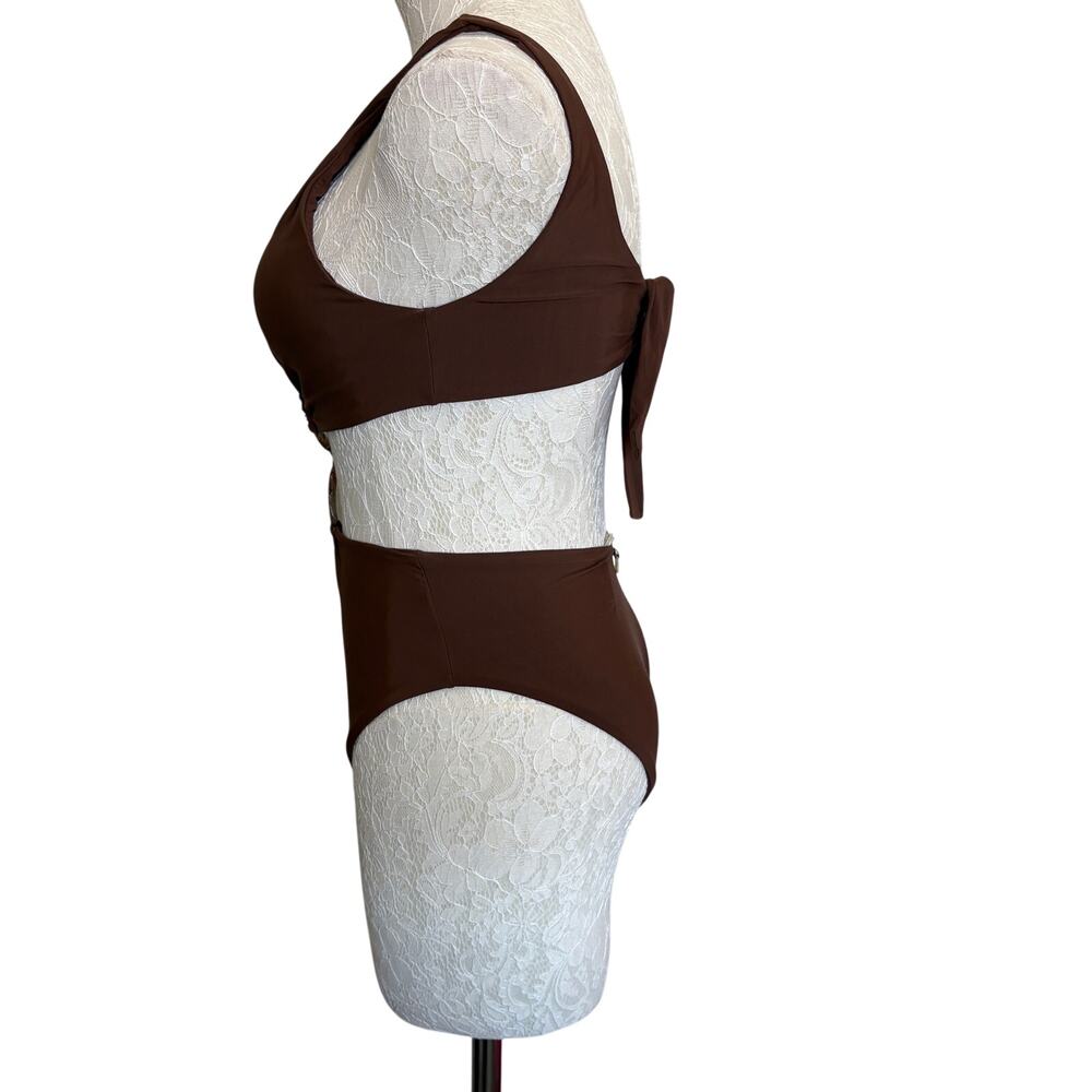 Malai Danza double ring OnePiece swimsuit  S NWT brown vixen resort coastal - Picture 6 of 11